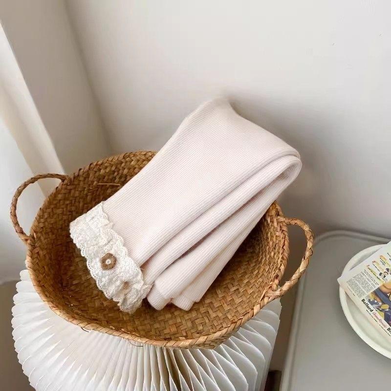 Baby Girls Thermal Leggings Spring Autumn Winter Kids Lace Flower Cute Simplicity Tight Trousers Children Skinny Pants