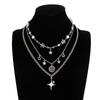 Fashion Metal Star Pendant Necklace For Women Punk Hip Hop Silver Color Multi Layered Pentagram Tassel Necklace Y2K Jewelry Gift