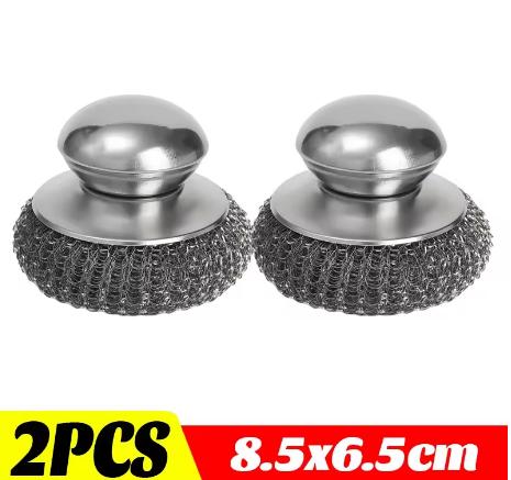Stainless Steel Pot Brush with Handle And Robust Metal Ball Dishwashing Cleaner Metal Purifier for Kitchen - 1-10 Pieces