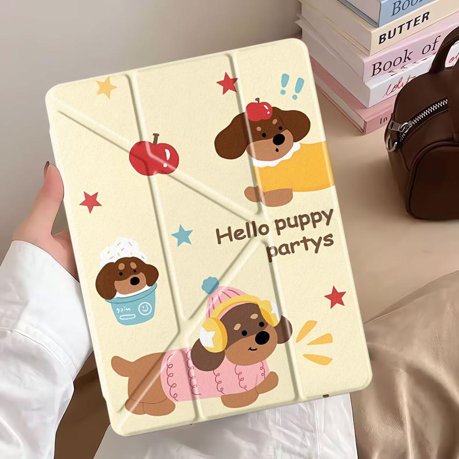Cute Dog Holder Cover Tablet Case For iPad Pro 11th 10th 9th 8th 7th 12.9inch Air 4 5 M3 M2 1 2 M4 11inch Mini 6 7 Pro 2025