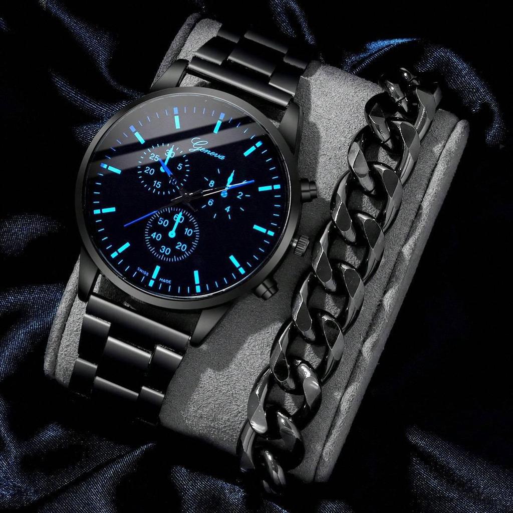 Men's 3-Piece Business Gift Set: Watch, Bracelet, and Necklace for Holidays or Birthdays