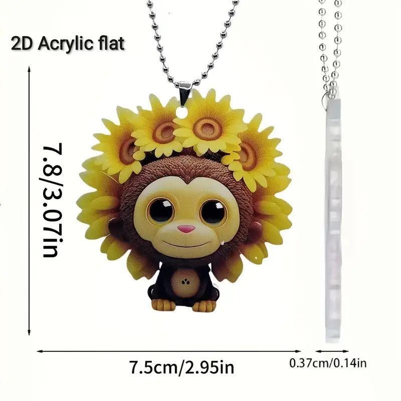 

Stylish Acrylic Flat Lion Ornament Unique Cartoon Car Decor Charming Keyring Accessory
