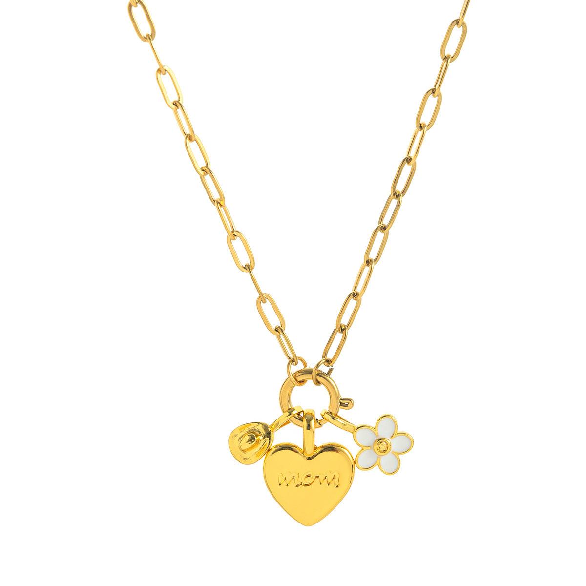 

Lucky Number Mom Necklace Love Zircon Flower Love Stacked Sweater Chain Necklace Literary Multi-Pendant Diy