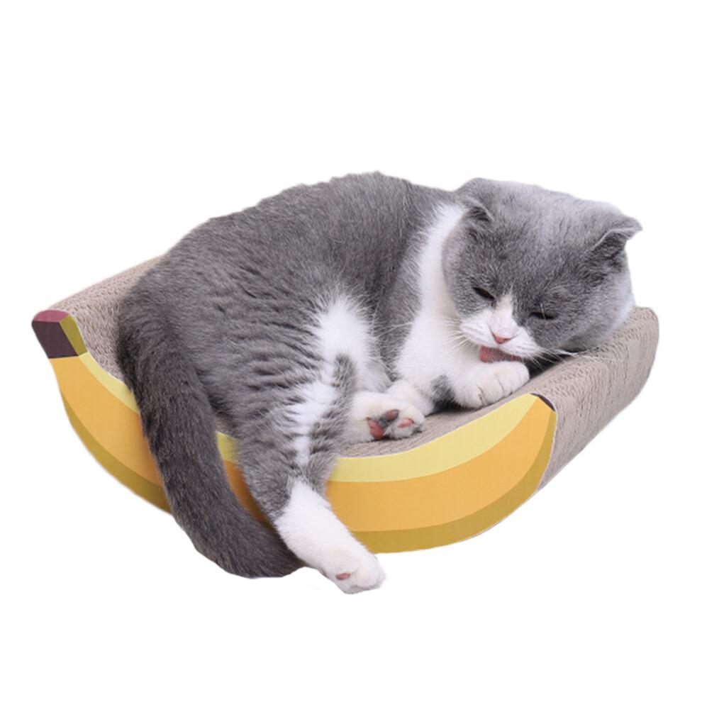 2Pcs Cat Scratching Toy Yellow Creative Banana Design Scratch Board