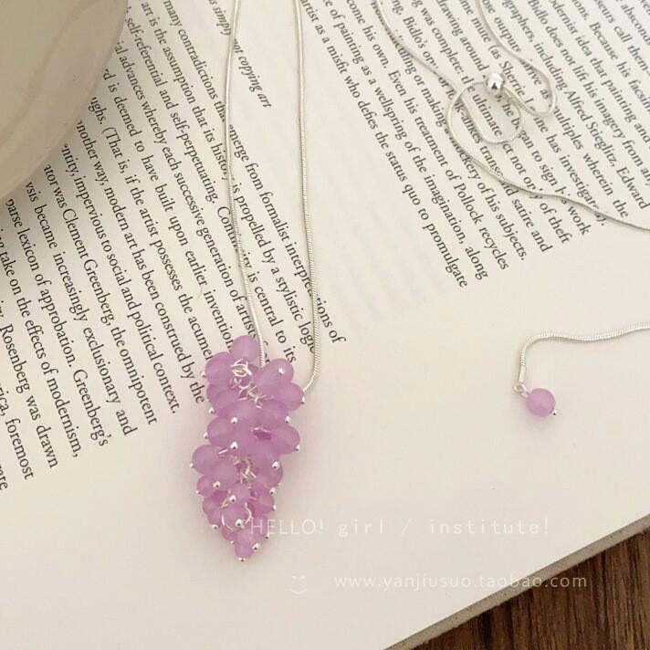 

Нішевий блогерський намисто з тигрового ока з титанової сталі у формі грона винограду: Універсальний ланцюжок для светра з дизайном круглої кульки