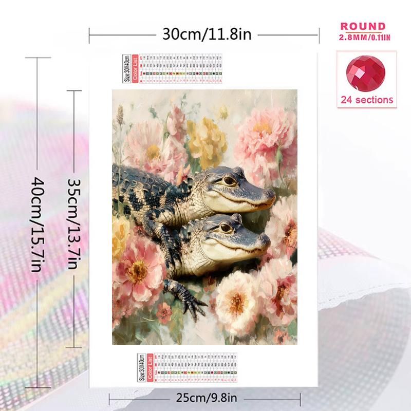 Crocodile Pattern  3pcs 100% Round Full Drill 5D DIY Diamond Painting Embroidery Cross Stitch Rhinestone Décor