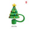 Christmas Straw Covers Cute Silicone Straw Plug Tips Cover Reusable Dust-Proof Reusable Straw Cover Cap Decoration Festival Gift