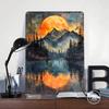 Orange Sun Misty Mountains Poster Customized Wall Art Vintage Metal Signs Retro Tin Plaque for Man Cave Home Decorations Decor