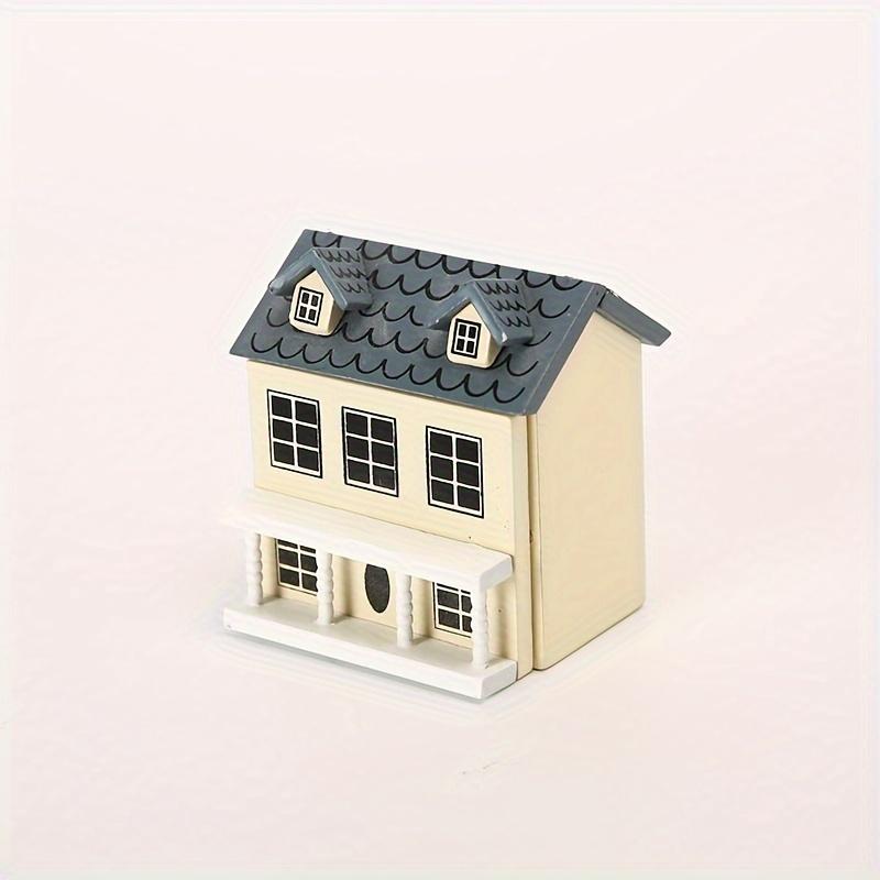 1 Villa Doll House Mini Furniture Set with Cute Pockets, Pink and Blue Walls, Gray Roof, Perfect Doll House Accessories