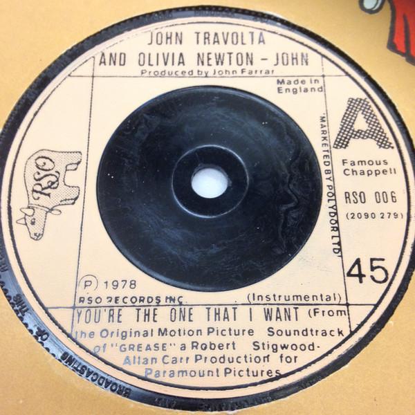 

7inch Record JOHN TRAVOLTA & OLIVIA NEWTON-JOHN - You re The One That I Want RSO006 RSO 1978 UK Pop Used