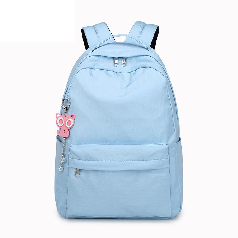 Schoolbag Female Campus Solid Color Backpack Fashion Junior High School Students Large Capacity Backpack