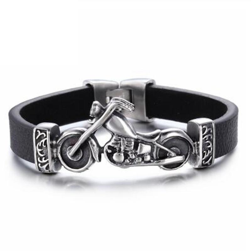 Motorrad-Lederarmband für Männer Doppellagig Lässiges Sportarmband Modeschmuck Männliches Hübsches Geschenk gray