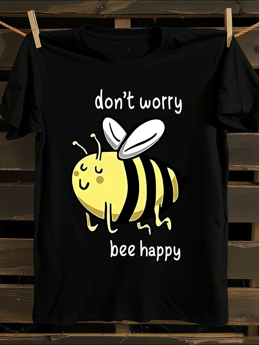 

Смешная футболка с принтом Bee Happy Мужская футболка Женские футболки с принтом из букв Футболка с короткими рукавами Повседневная уличная футболка Топ L