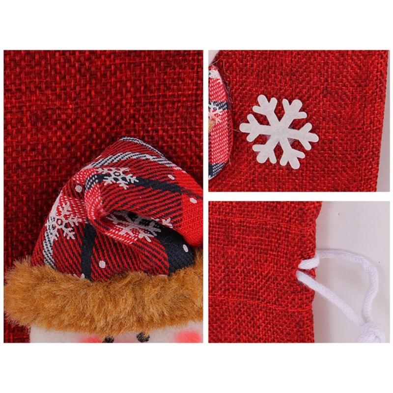 Weihnachtsfeier Dekorationsset 4 Stück Wiederverwendbarkeit Weihnachtsmann Flaschenhüllen für Festival Tischdekoration Haus Bar Zubehör