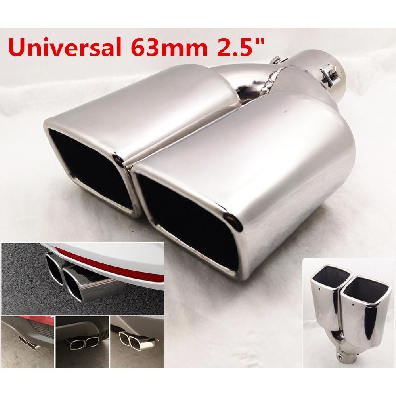 1X Хромированная 2,5-дюймовая Нержавеющая Сталь Автомобильная Двойная Выхлопная Труба Глушителя Наконечник