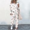High-End Fashion Sports Sweater Set Women'S Autumn Loose Casual Long-Sleeved Printed Top Bundle Leg Pants Two-Piece Set
