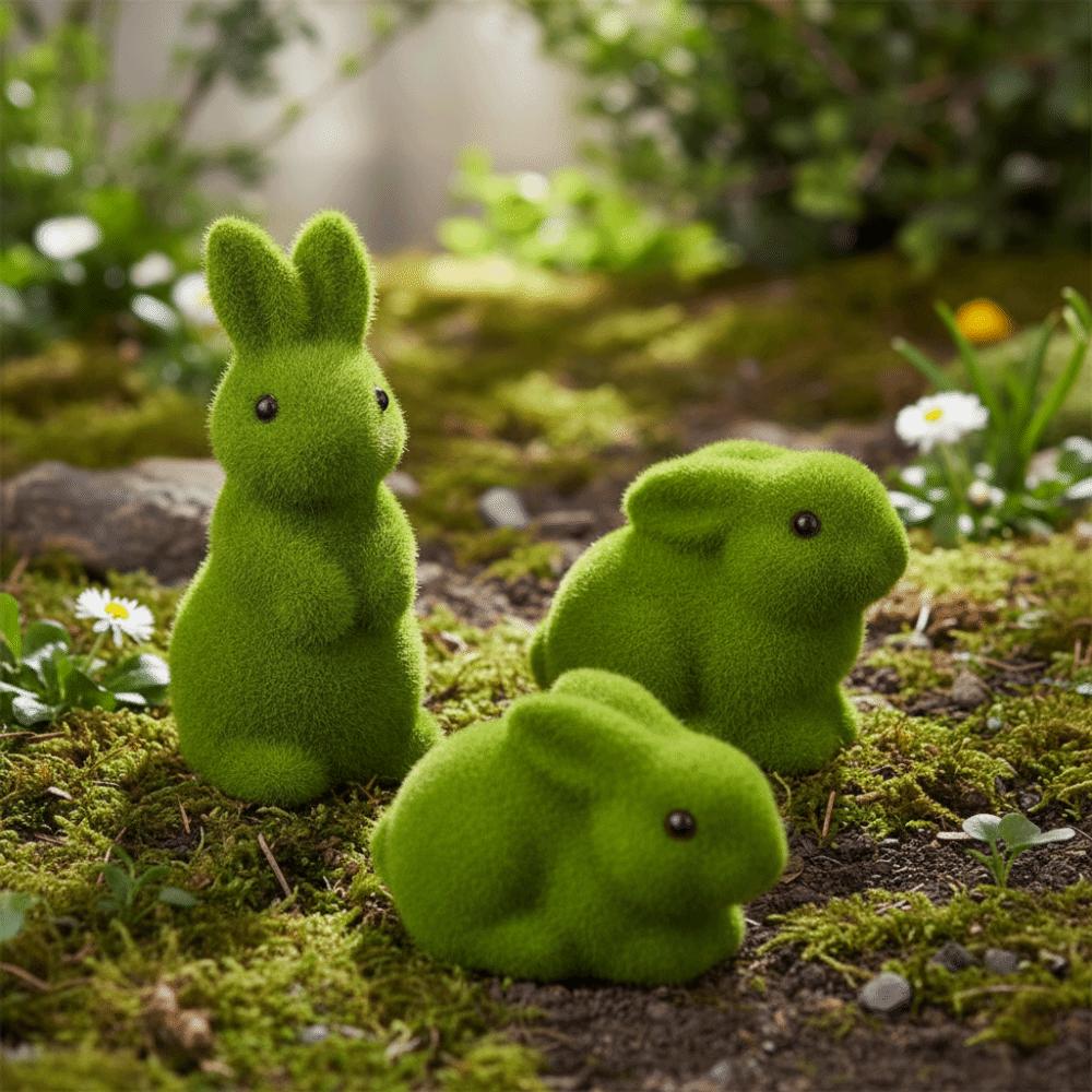 Moss Green Easter Decorations Simulation Moss Easter Bunny Figurines Bunny Figurine Outdoor Patio