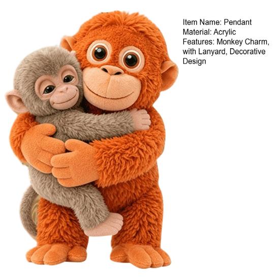 Punch Monkey Plush Pendant 2D Flat Texture Decorative Hanging Pendant Bags Backpacks Cars Wallets