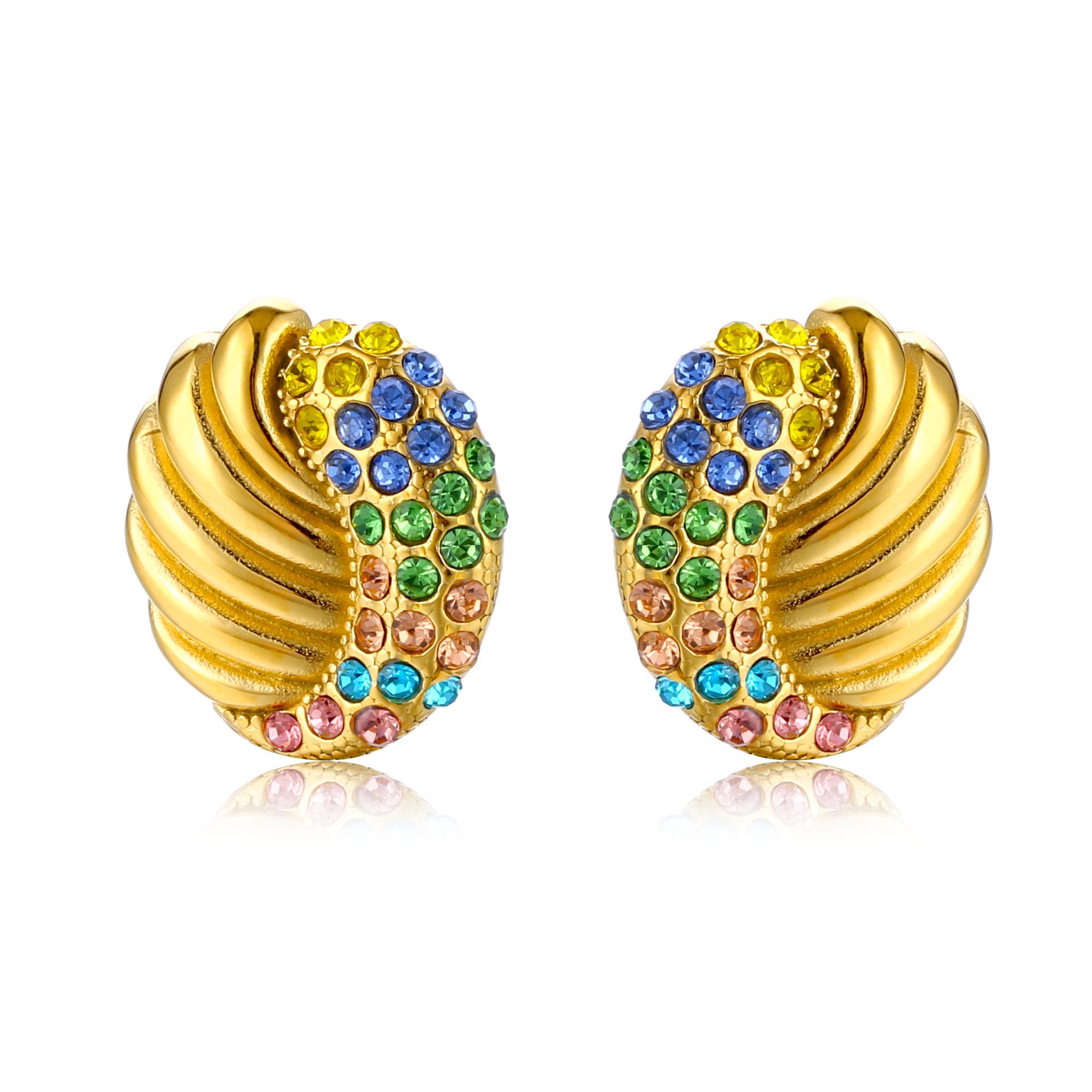 

Красочные серьги-лебеди с цирконами: Европейская и американская ретро-мода 18K Gold