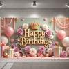 Rose Birthday Banner Gold Crown Celebration Backdrop Princess Birthday Background Golden Lettering Birthday Celebration Display