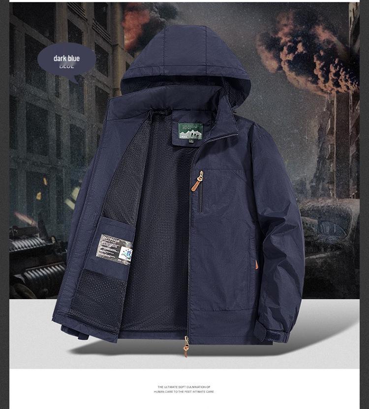 Men's Hooded Windbreaker Jacket - Waterproof, Windproof, Spring/Autumn Motorcycle Workwear Trend (Style 8817)