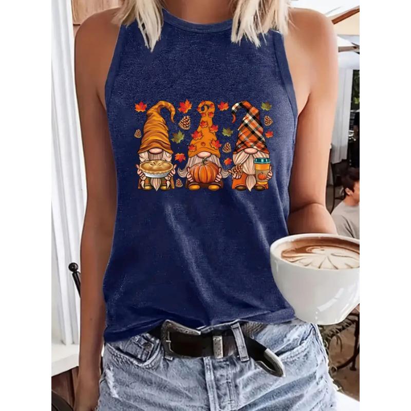 

Женский жилет с круглым вырезом с принтом для повседневной носки без рукавов весной и летом XXL темно-синий