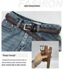 Retro Korean Style Women's Black Leather Belt with Silver Pin Buckle