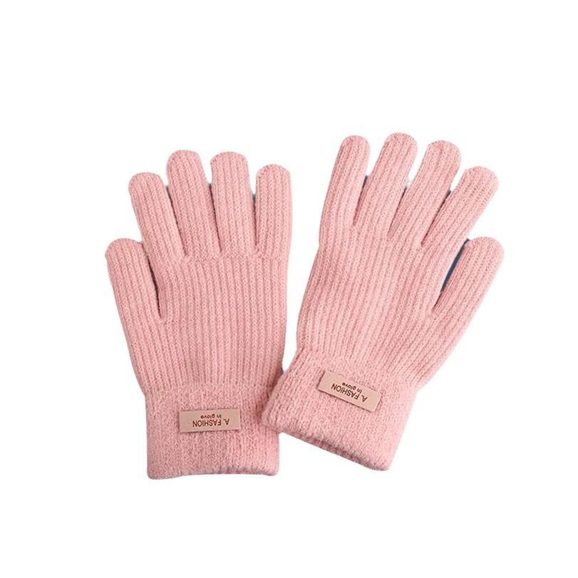Atmosphere Solid Color Knitted Warm Gloves for Women In Autumn and Winter Korean Touch Screen New Student Versatile Anti Freeze Gloves