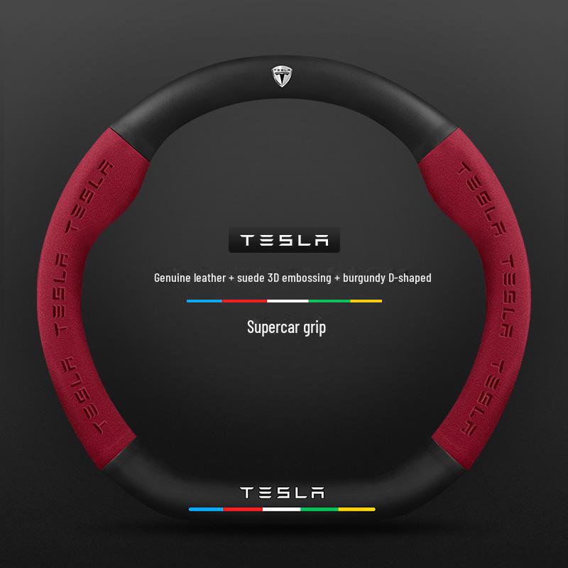 

Чехол на руль Tesla: Натуральная кожа и замша, углеродное волокно для Model 3/Y/X 38cm