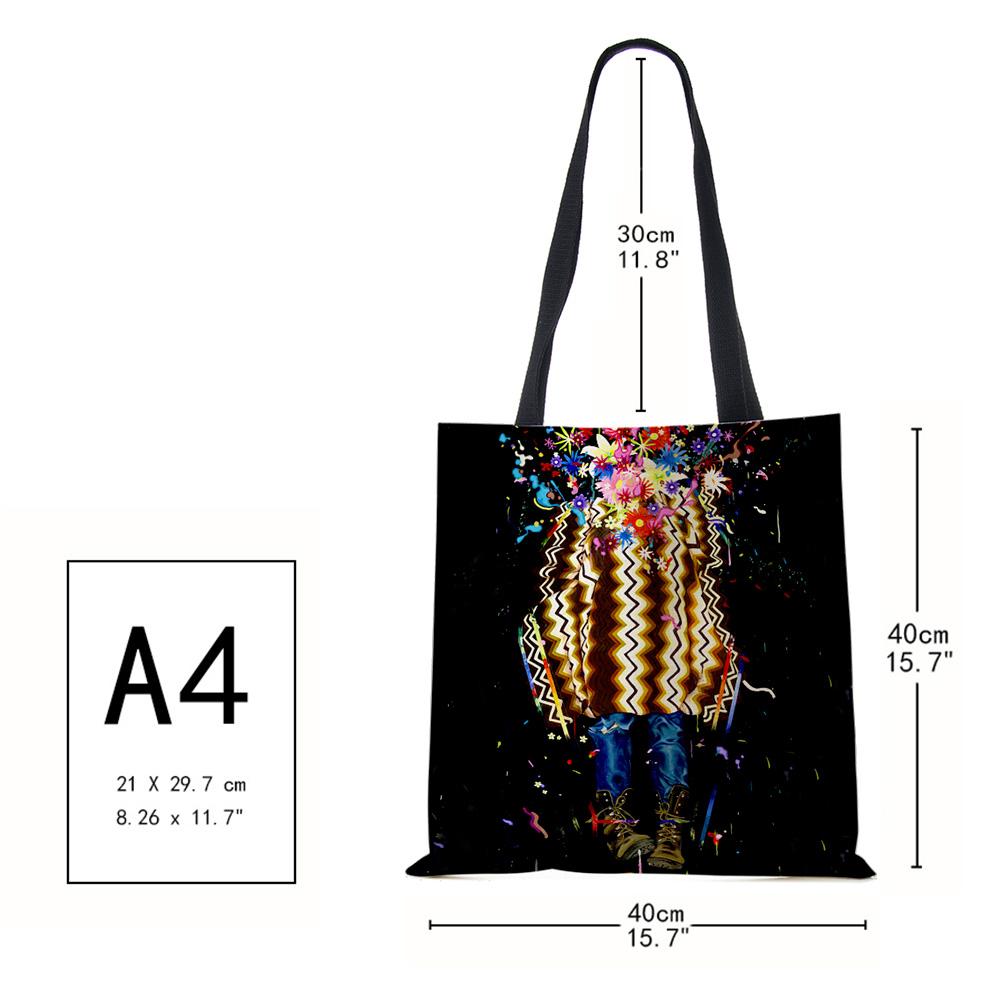 Painted Abstract Print Casual Shoulder Bag Women Shopping Reusable Tote Bag 2022 Harajuku Canvas Travel School Beach Handbag