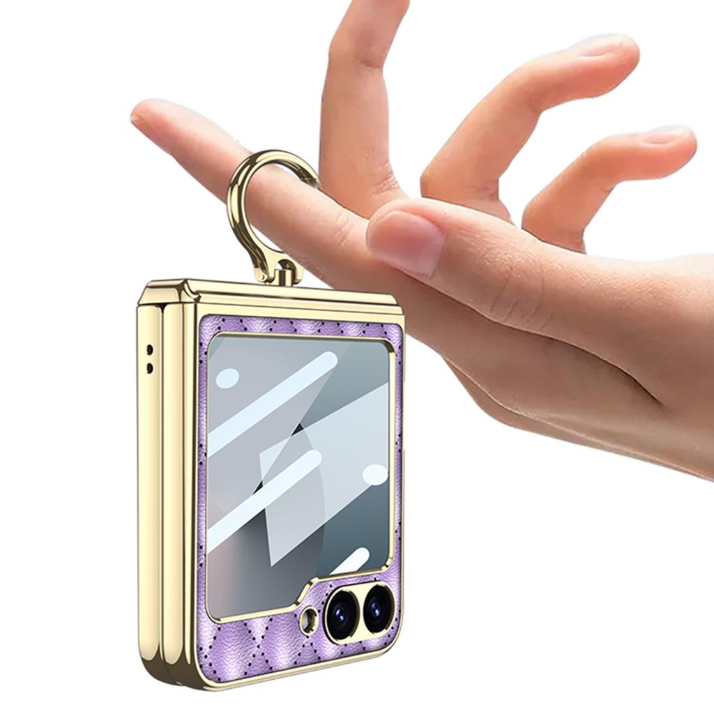 Samsung ZFlip6 Small Fragrance Diamond Plated Plain Leather Magnetic Hinge Rotating Shaft Full Inclusive Folding Screen Mobile Phone Case