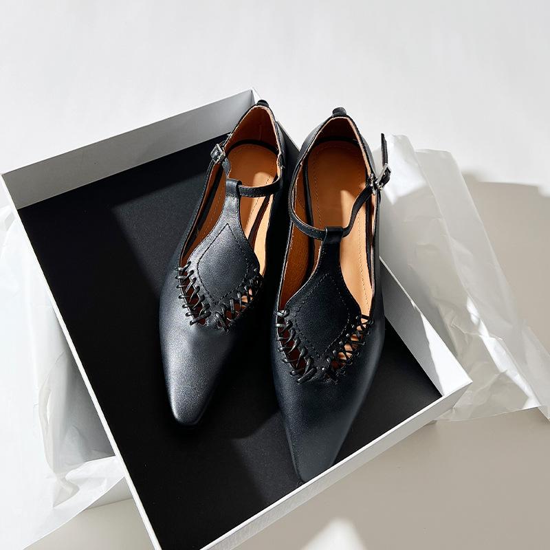 Fashion Fashion Flat Shoes Women's Spring Autumn New Pointed Toe Woven Silver Comfortable Women's Shoes Leather Flats Ladies Work Shoes
