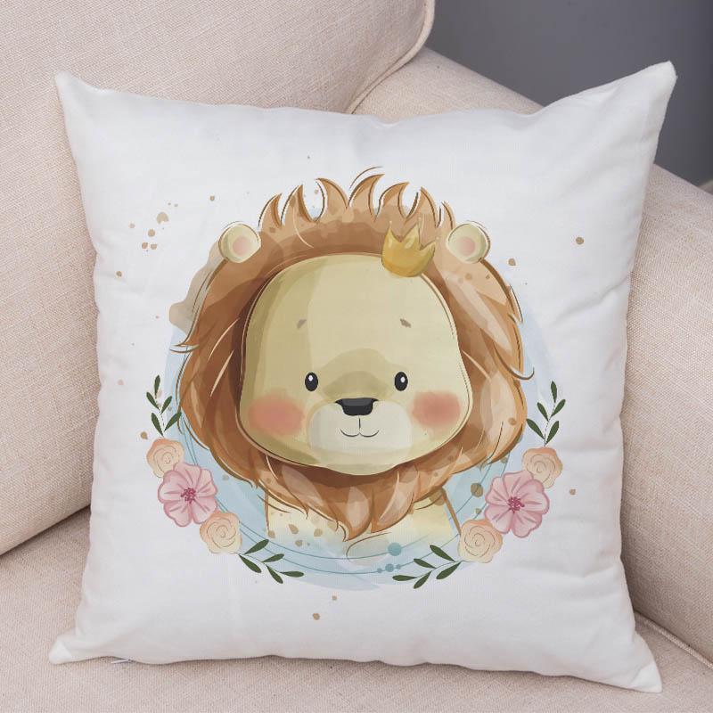 Super Soft Plush Cute Cartoon Giraffe Eleghant Lion Pillow Case Nordic Kids Room Decor Lovely Animal Cushion Cover For Sofa Home