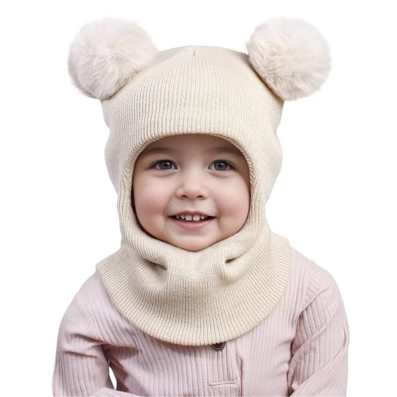 2025 Cappello Sciarpa Invernale Pompom per Bambini Pezzo Unico Berretto Lavorato a Maglia Caldo per Orecchie Collo Cappellino per Bambini Neonato per Bambine Bambini 1-5A