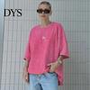 Men Women Casual Shirt T-shirt Round Neck Short Sleeve Loose Fit Tee Solid Color Washed Distressed Retro Pullover Tops Streetwear Top