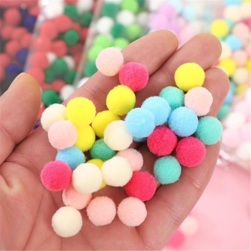 100pcs/set Colorful Plush Poms Ball Applique Make Hairband Scarf Mittens Crafts