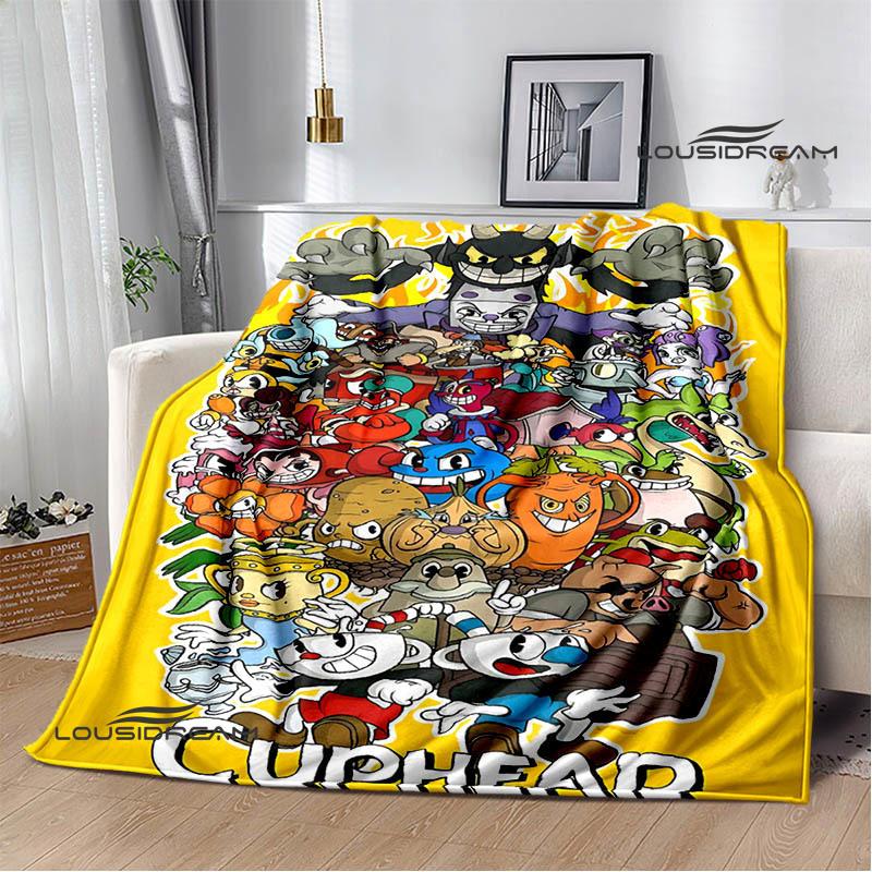 Cuphead Anime Printed Blankets Children's Warm Beautiful Blankets Flannel Soft and Comfortable Blanket Home Travel Birthday Gift