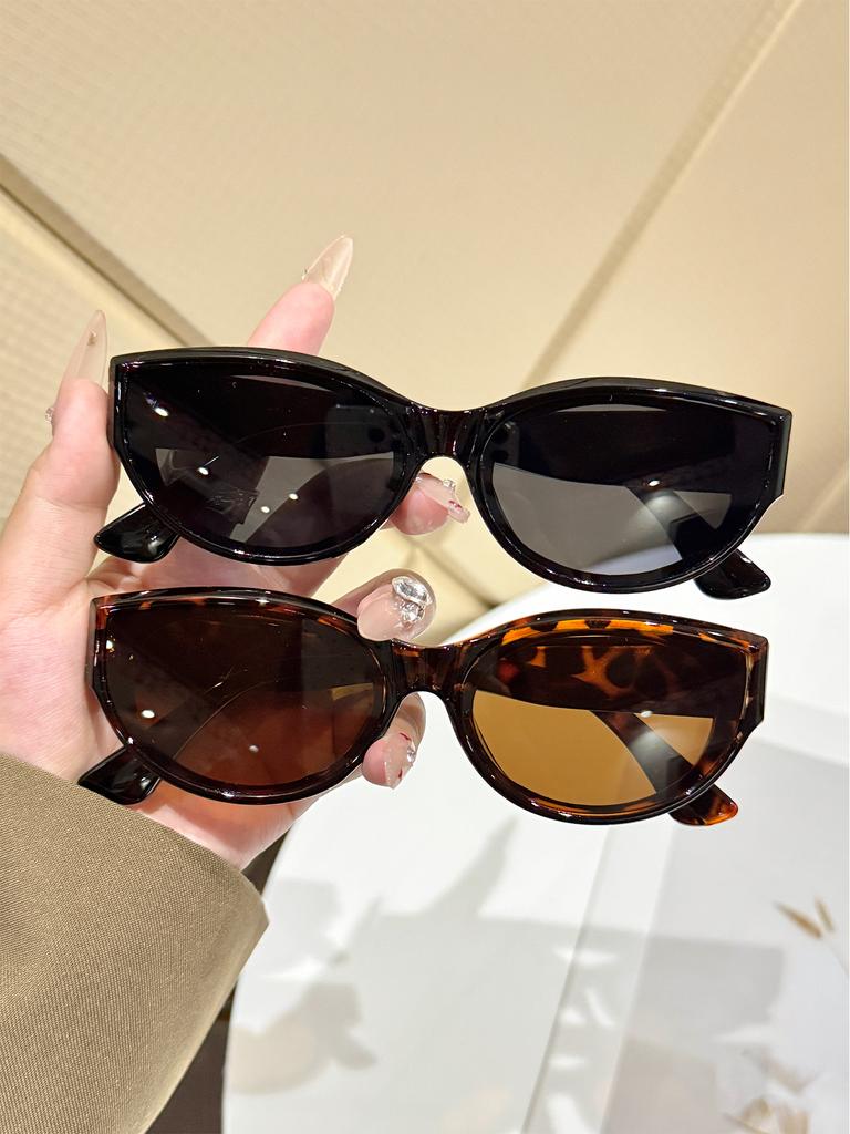 2Pcs New Arrival Cat Eye Sunglasses for Women, Oval Retro Brand Oval Square Sunglasses, Women's Shades, Women's Eyewear
