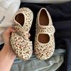 Soft leather version~ niche small floral Mary Jane sweet shallow mouth spring new round head retro soft sole Doudou single shoes