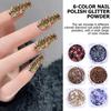 6 Color Nails Powder for Women Nails Glitter Dust Fine Shine Pigment Nails Art Powder for Nails Art Decorations