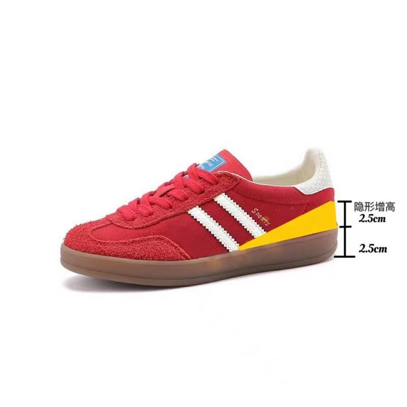 Leather Retro Red Women's New Inner Height Increase Casual Board Shoes Sports Thick Sole