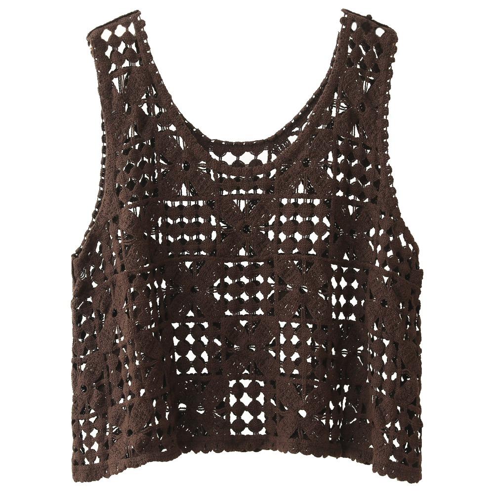 DIMANAF 2026 T-Shirt Women Knitting Lace Vest O-Neck Hollow Summer Style Basic Tops Tees Loose Clothing