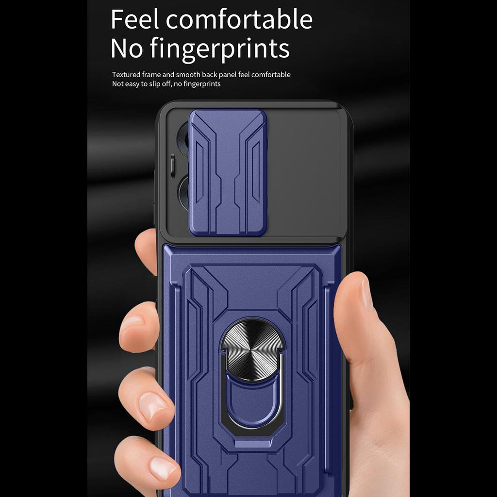 For Oppo Reno13 5G (Global) Case PC+TPU Kickstand Phone Back Cover with Camera Slider