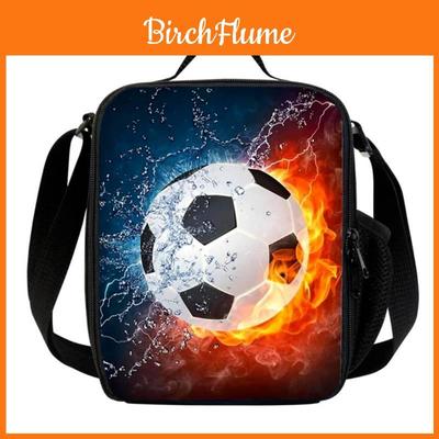 Fußball-Aufdruck Isolierte Lunchtasche für Schule Picknick Reisen