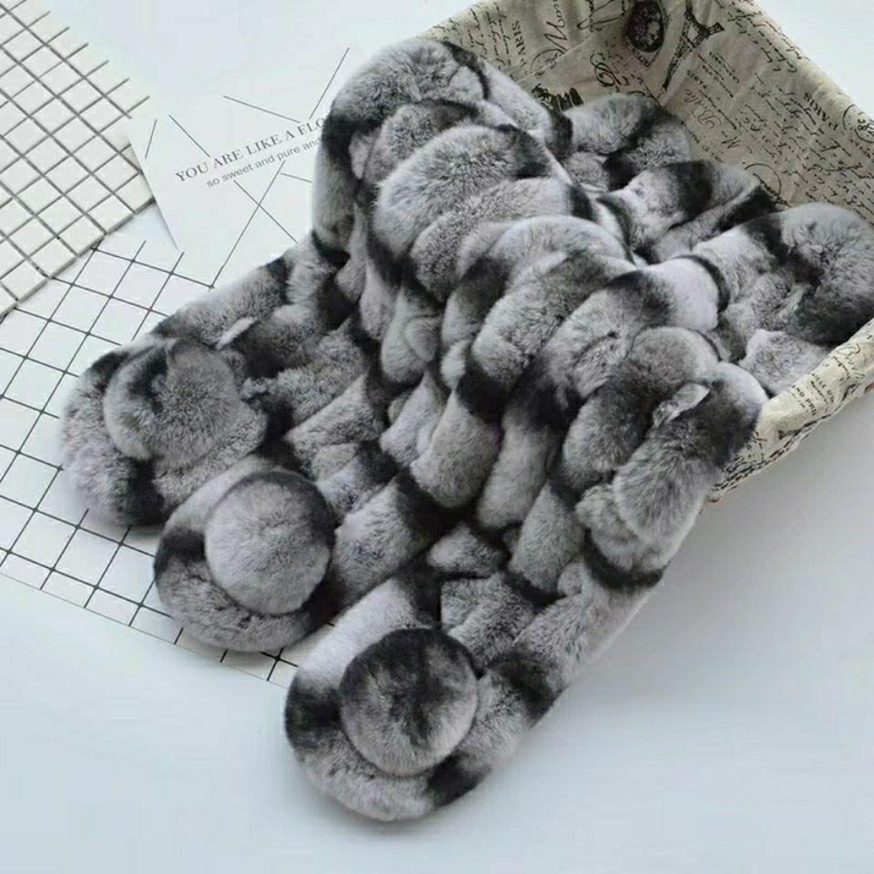 

Шарф из натурального меха, трехслойный, большой, цветной, женский, зимний, утепленный, универсальный, с меховым воротником, теплый шарф Rex Rabbit Hair