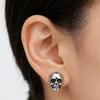 Skull Studs Pair, Vintage Gothic Alloy Design with Stud Back Closure for Halloween Parties and Edgy Outfit Styling