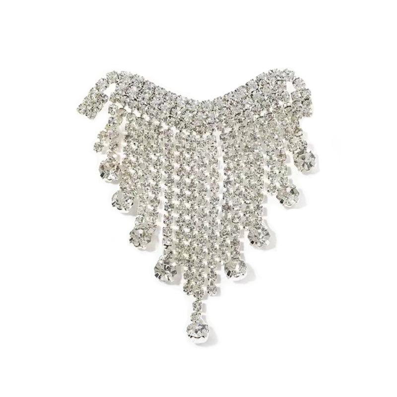 SKEDS Exquisite Full Crystal Luxury Heart Tassel Brooches Pins For Women Lady Suit Office Shiny Design Rhinestone Badges Pin