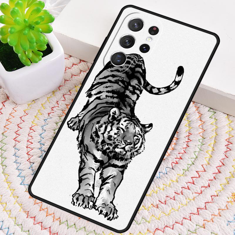 Tiger Sketch Art TPU Phone Case For Samsung Galaxy note 10 pro S26 S25 S24 S23 S22 Ultra Plus S21 FE S20 Shockproof Cover