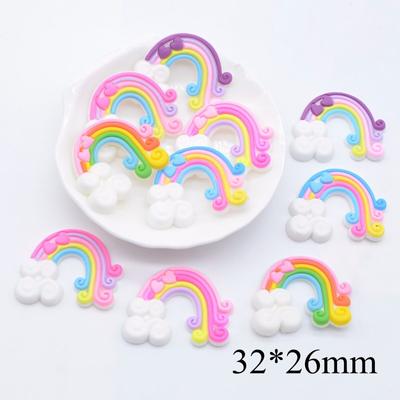 10 Stuks 32*26mm Regenboog Plaksteen Hars Scrapbooking DIY Stok op Patches Plaksteen Decor Versiering Accessoires