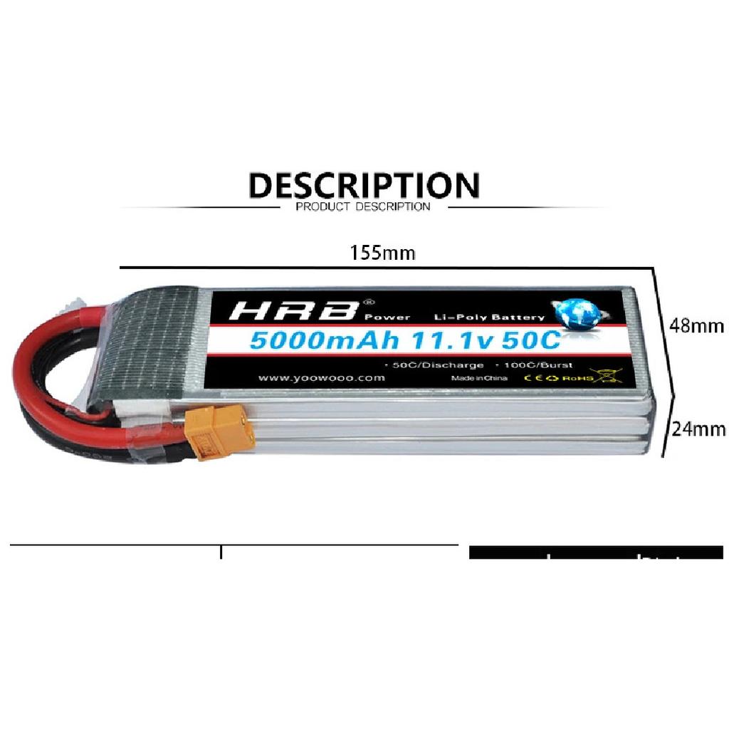 HRB 2S 3S 4S 5S 6S Lipo Battery 1300mah 2200mah 3300mah 4000mah 5000mah 6000mah Lipo with Deans XT60 for RC Car Airplane Boat
